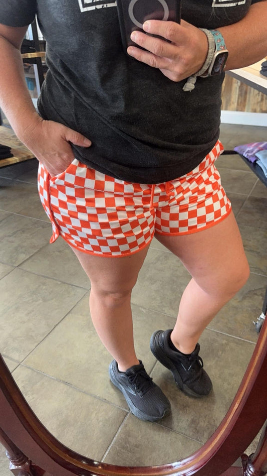 Orange Checkered Pep Rally Shorts