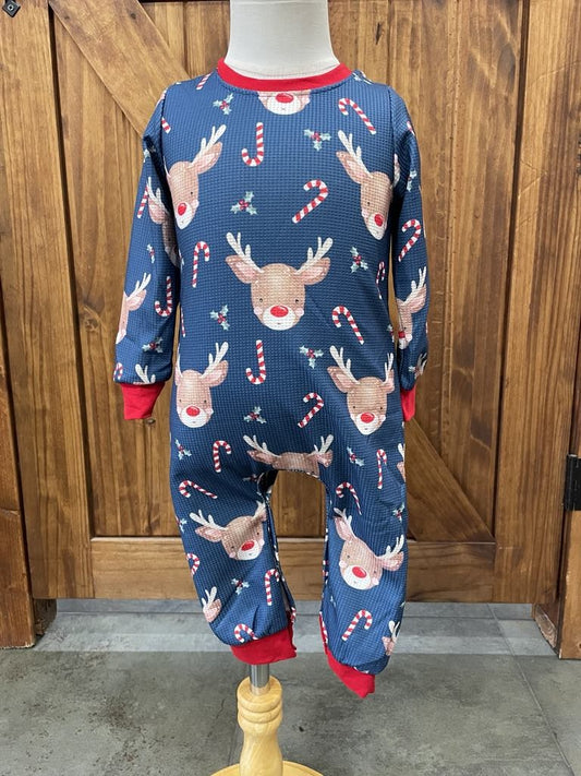 Oxford Deer Boy Romper 12/18M