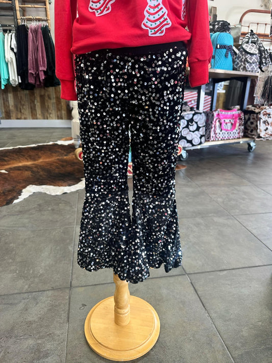 Black Sequin Kids Pants