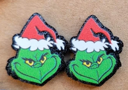 Grinch W Santa Hat studs