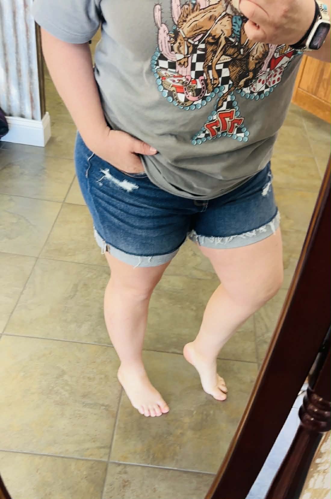 Cuffed Denim Shorts
