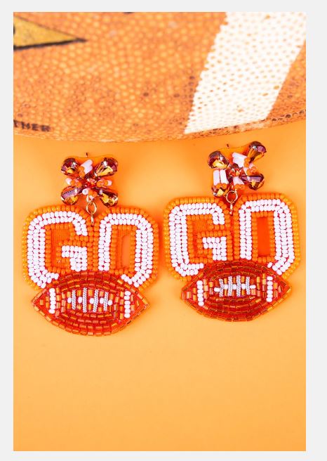 GO! Orange and White Seed Bead Earrings