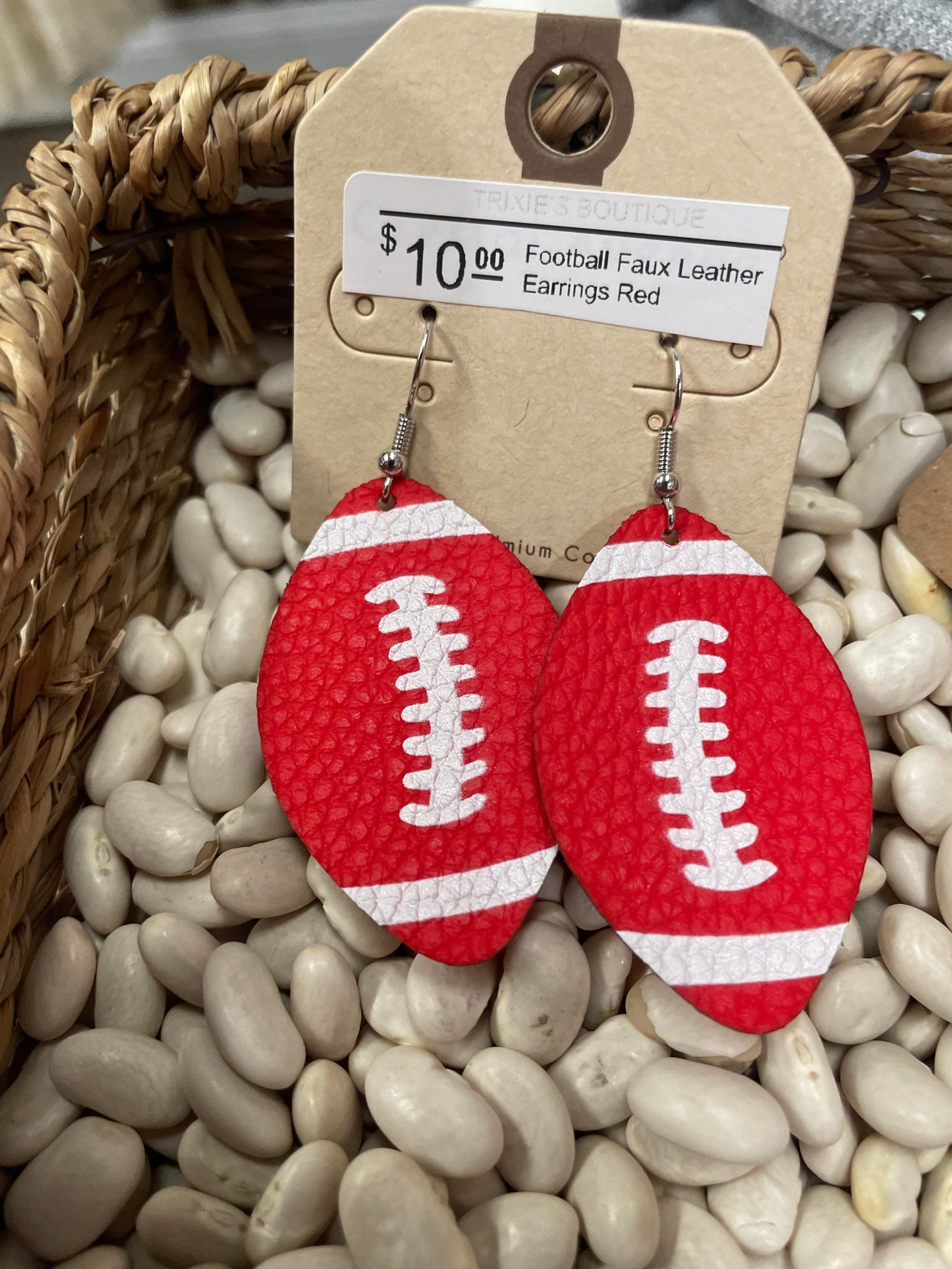 Football Genuine Leather Earrings