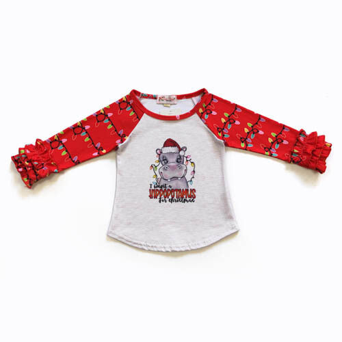Hippo For Christmas Raglan 3T