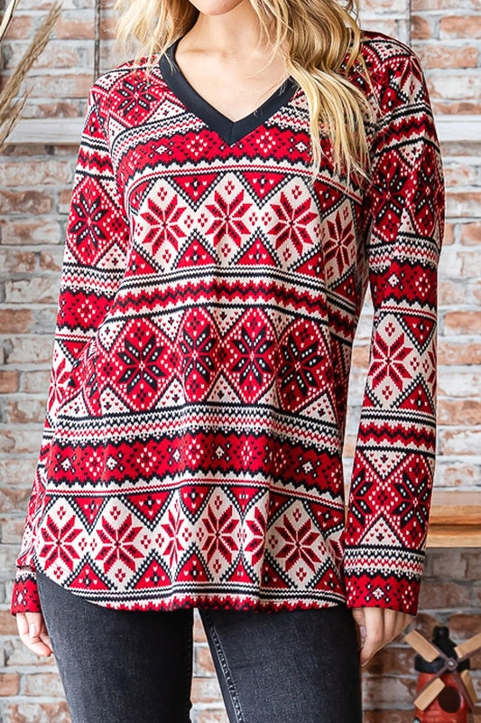 Christmas Snowflake Printed Top