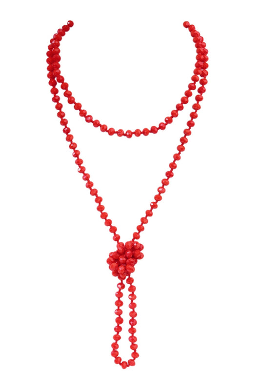 Red Longline Hand Knotted Necklace