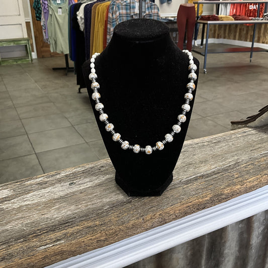 White Beaded Long Necklace