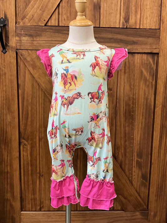 Aqua Rodeo Romper Girls