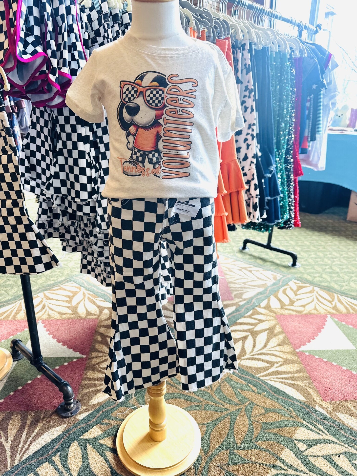 Checkered Girls Flares