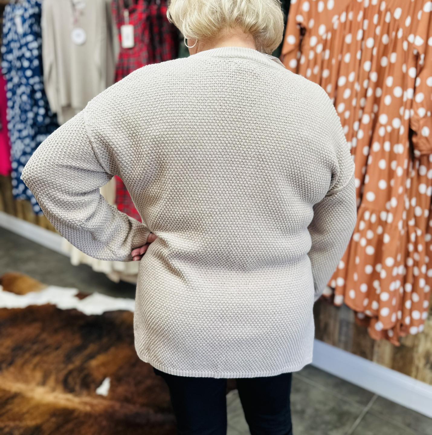 Kelsey textured Stone Sweater