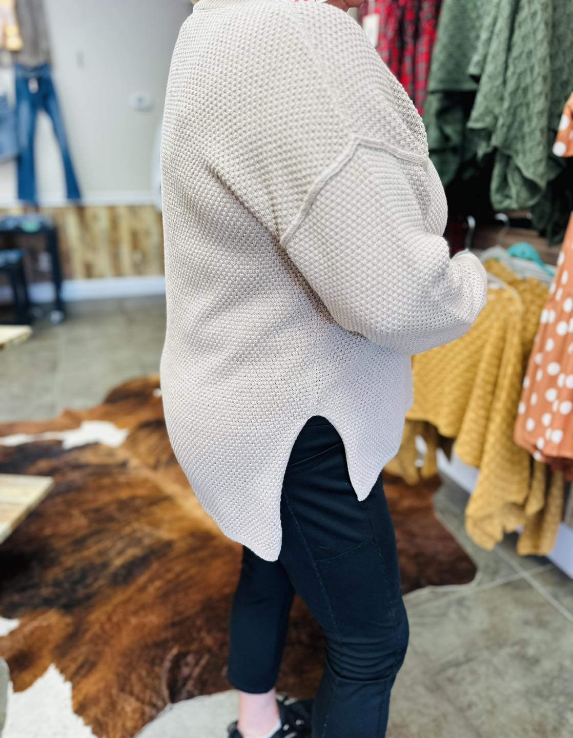 Kelsey textured Stone Sweater