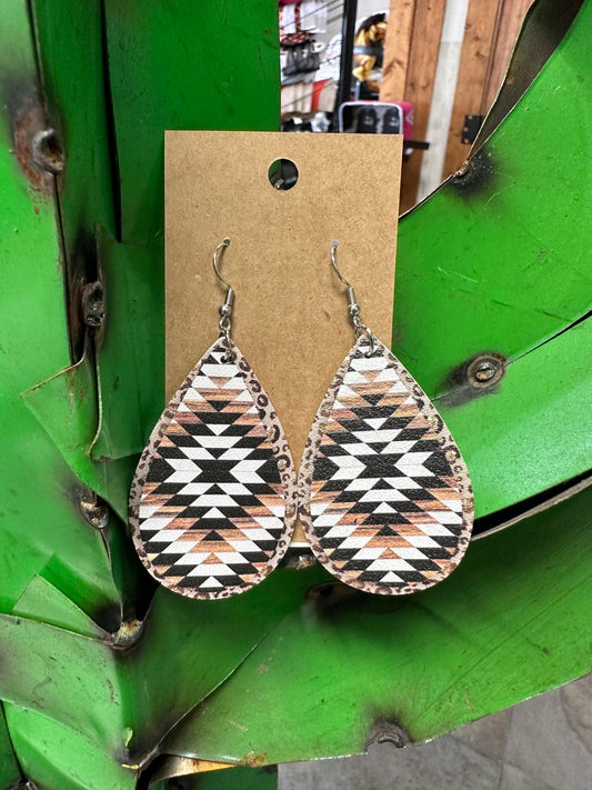 Brown Aztec  Dangle Earrings