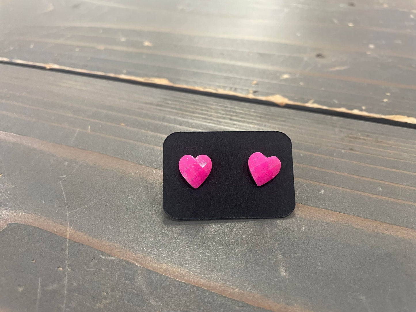 Glitter Heart stud earrings Purple