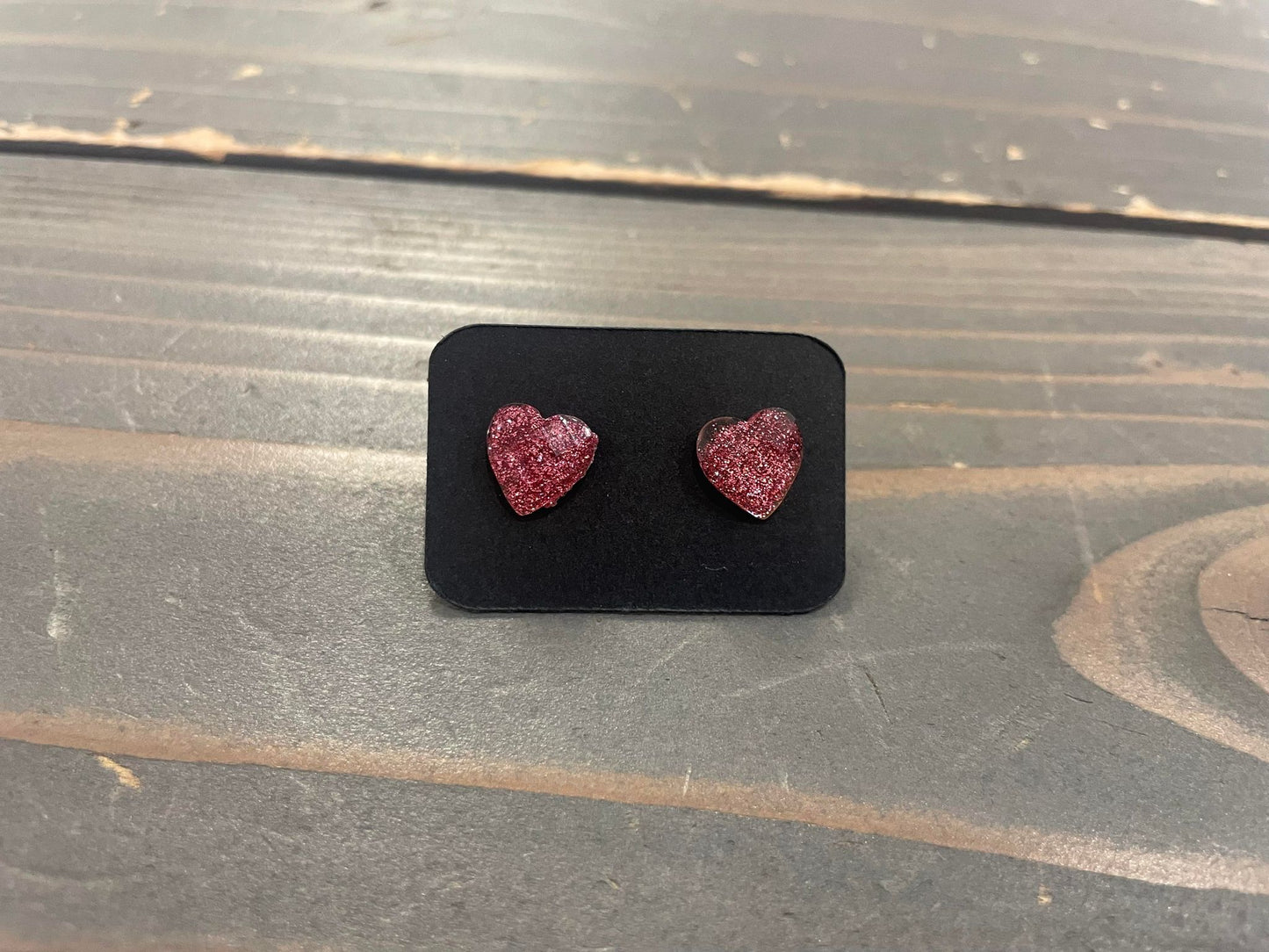Glitter Heart stud earrings Purple