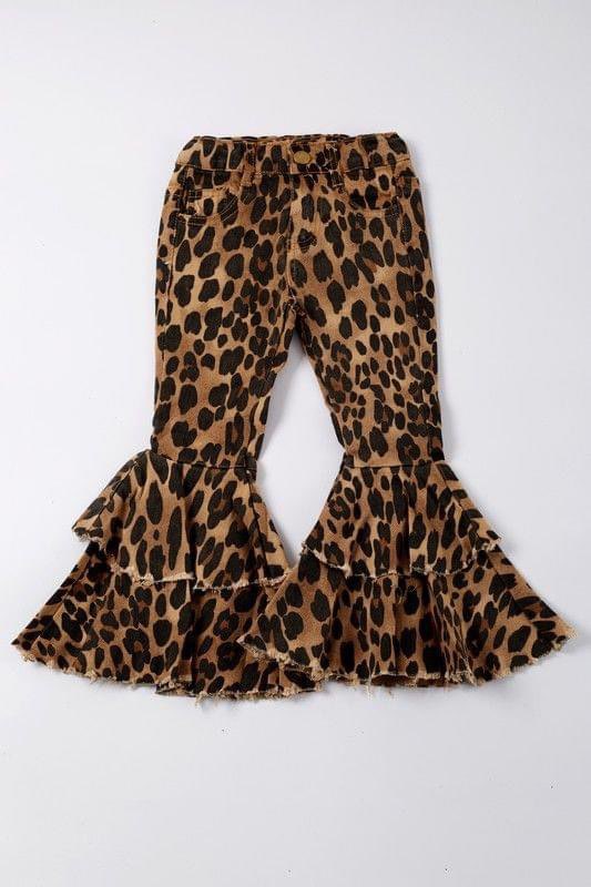 Kids Cheetah Denim Flares 4T