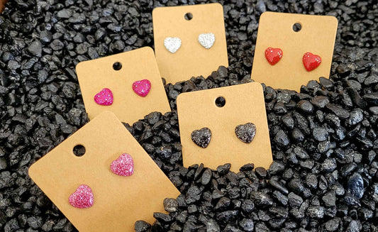 Glitter Heart Studs(Bigger 24')