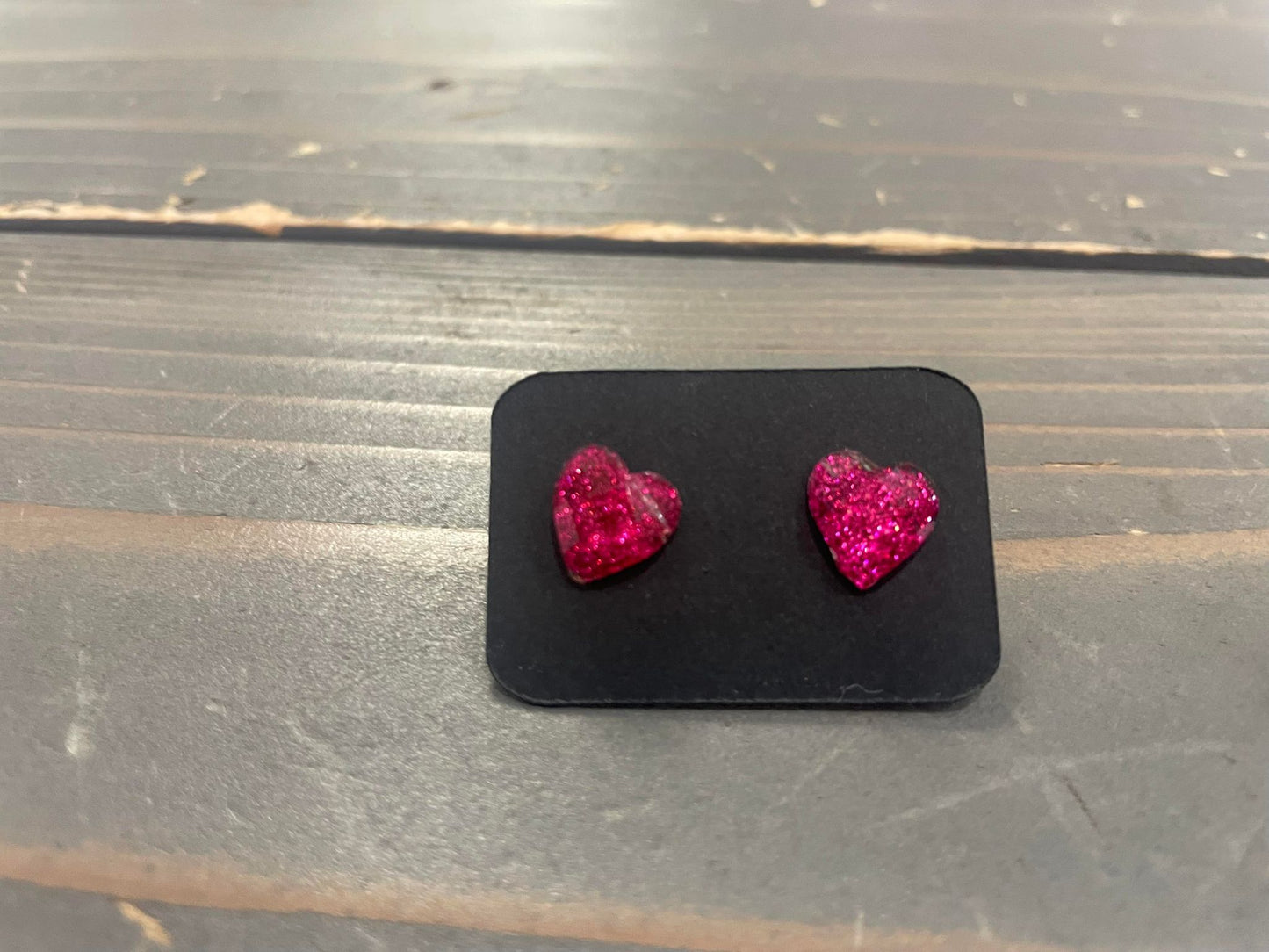 Glitter Heart stud earrings Purple