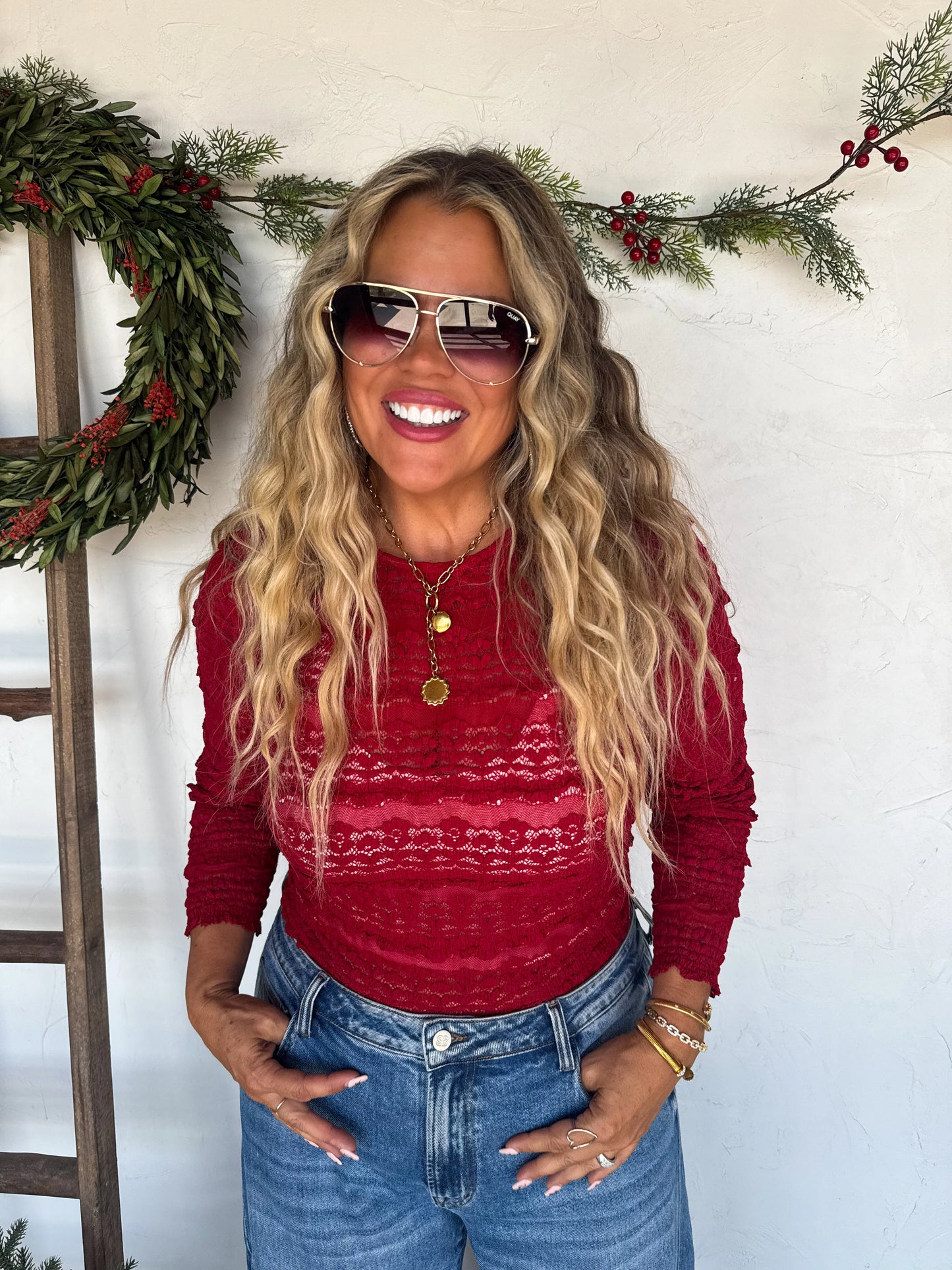 Wine Lace Rosalie Top