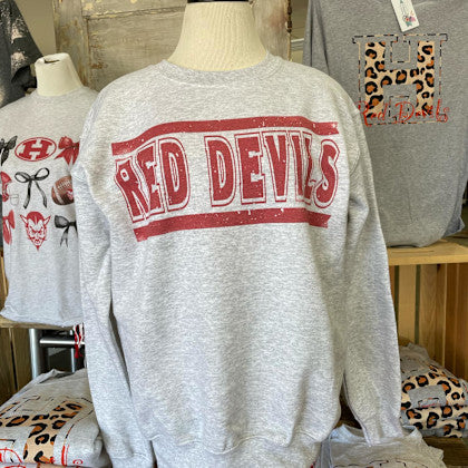 Ash Grey Red Devils Distress Sweatshirt