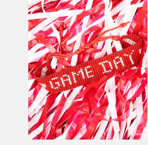 Red & White Game Day Beaded Bracelet