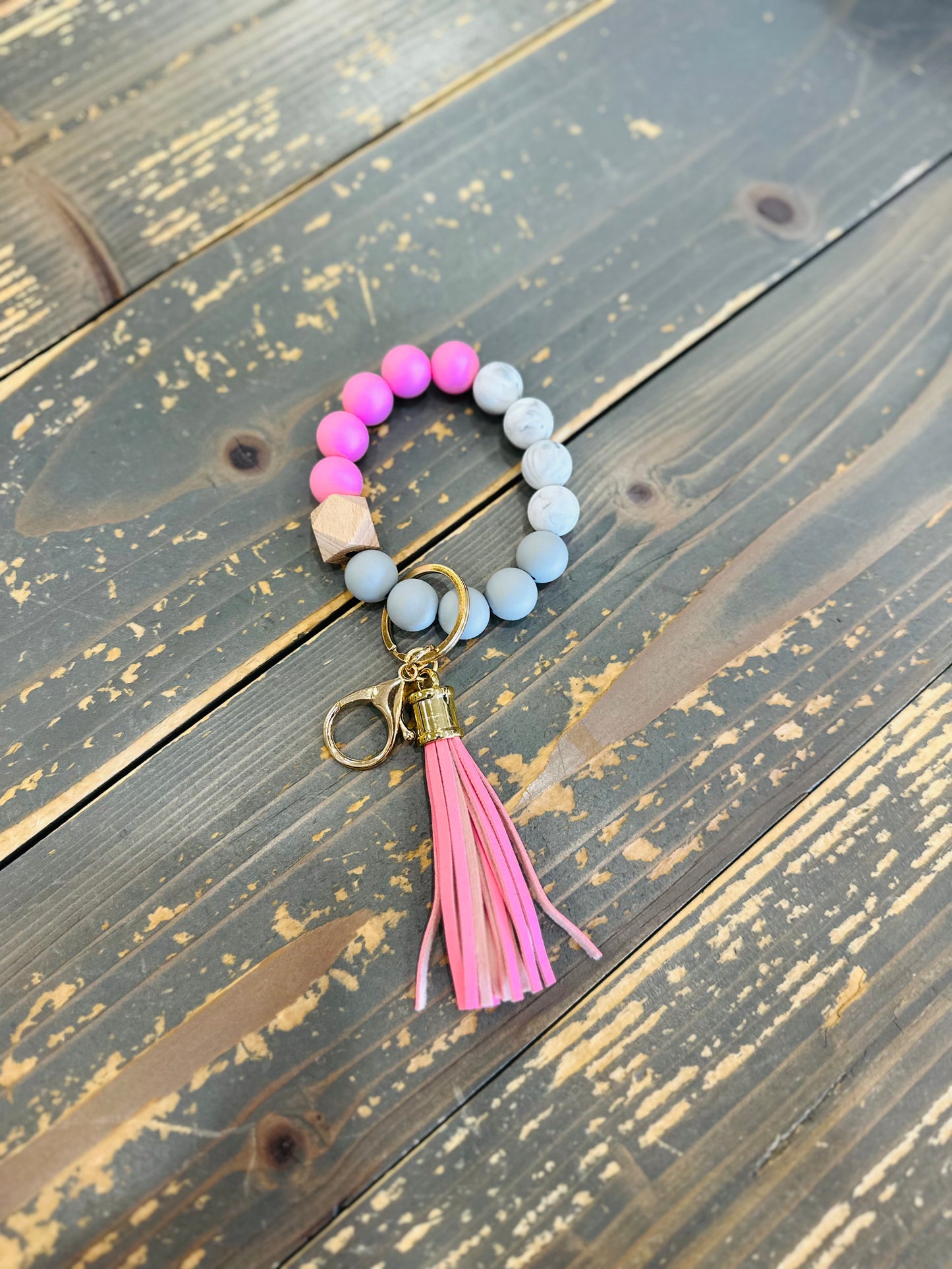 Beaded Stretch Bangle w/ Tassel