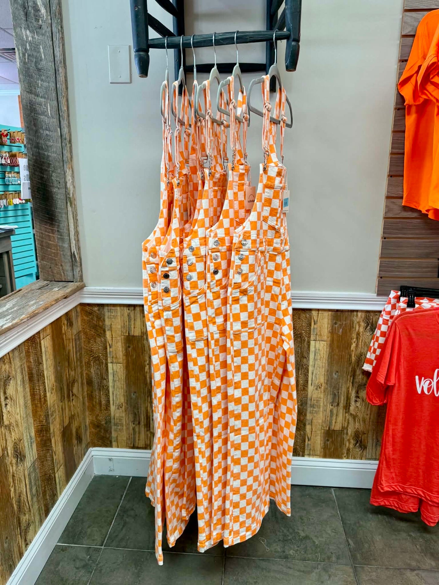 Orange & White Checkered Overalls