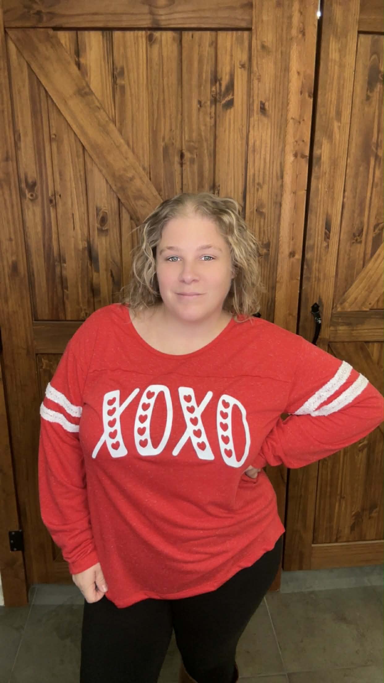 XOXO Long Sleeve Sequin Top