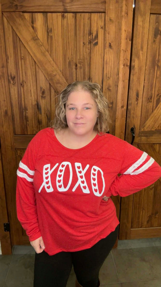 XOXO Long Sleeve Sequin Top