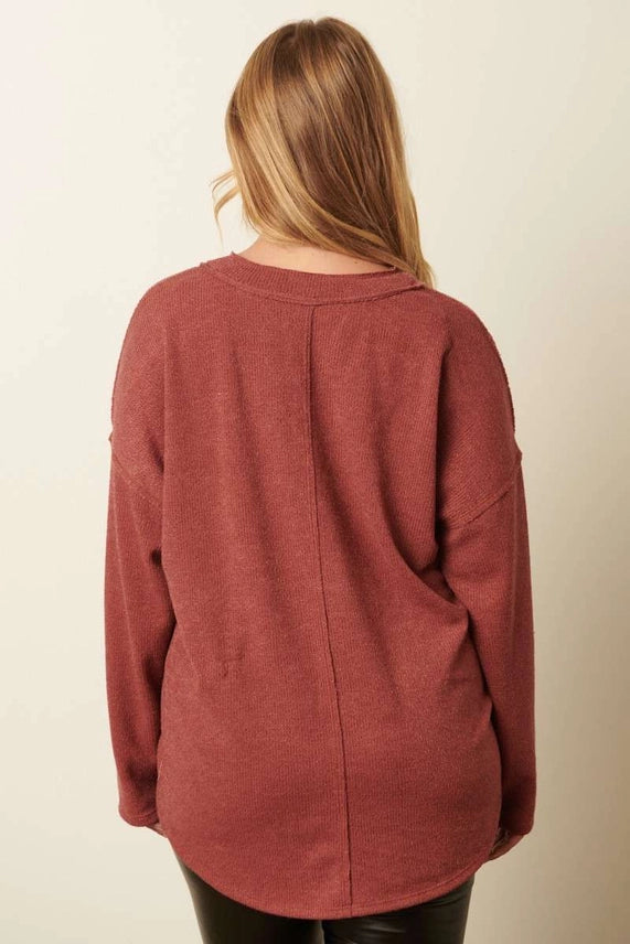 Plus Mauve Corded Melange Top