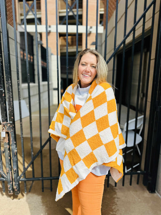 Orange Checkered Blankets