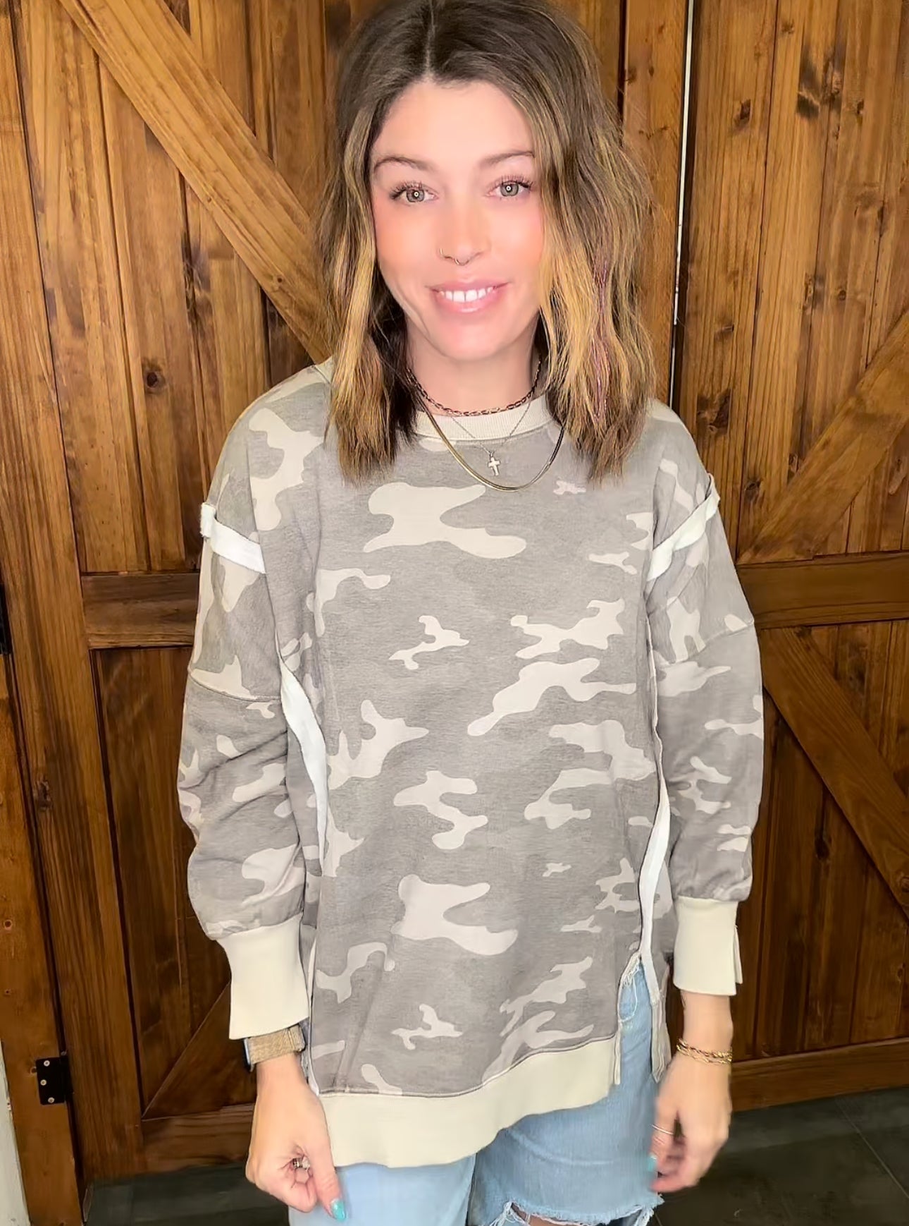 Green Camo Classic Crew Pullover