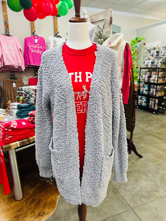 Lt. Grey Popcorn Cardigan