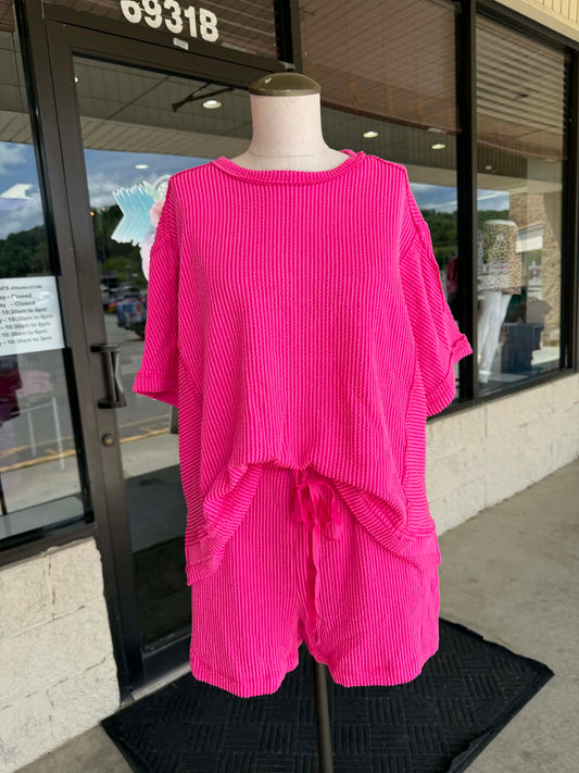 Hot Pink Ribbed Comfy Set