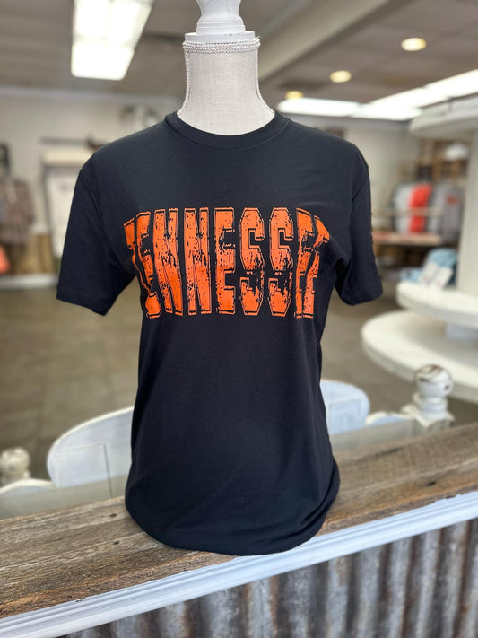 Black Distressed Tennessee Tee