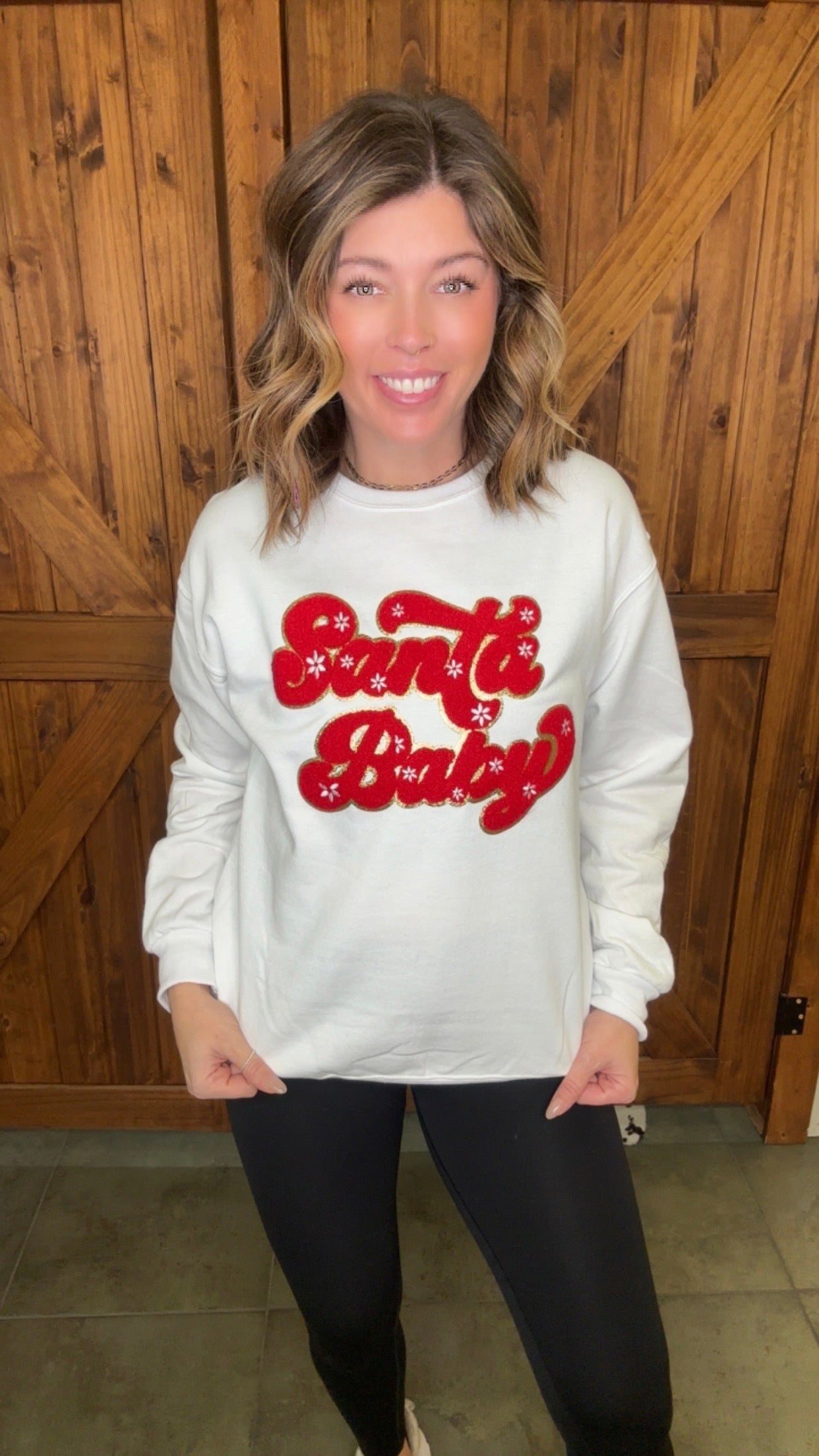 Santa Baby Chenille Letter Crewneck