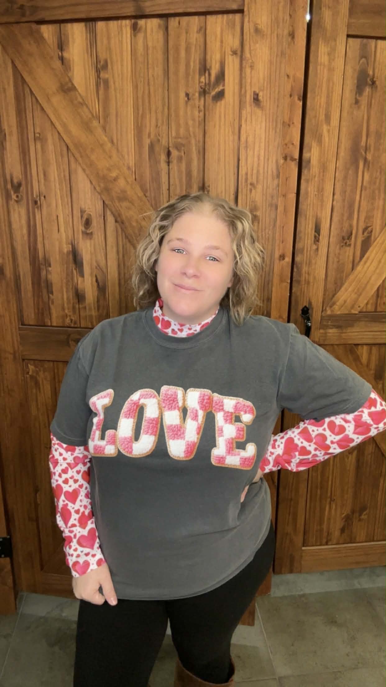 Love Faux Varsity Comfort Colors Tshirt