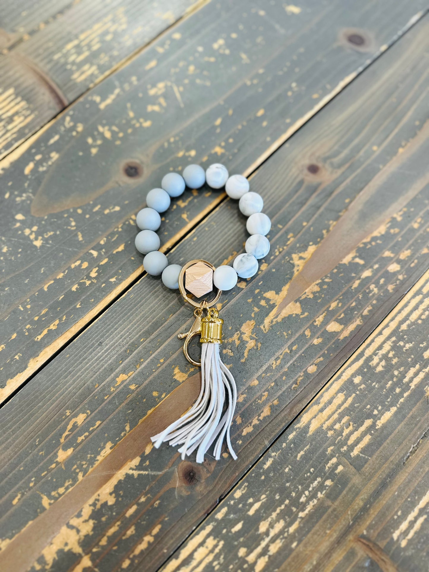 Beaded Stretch Bangle w/ Tassel