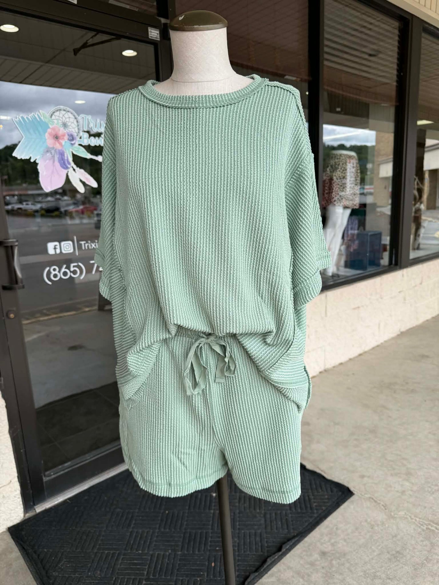 Sage Ribbed Comfy Set