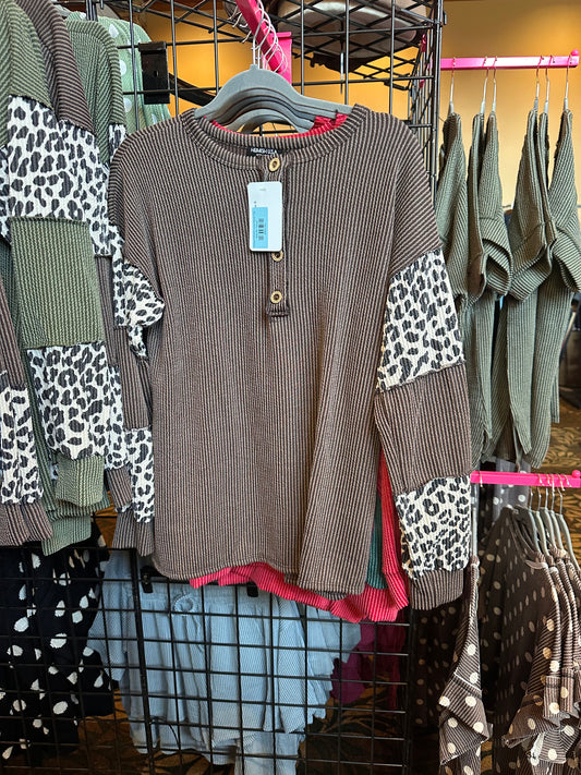 Leopard Brown Long Sleeve Top