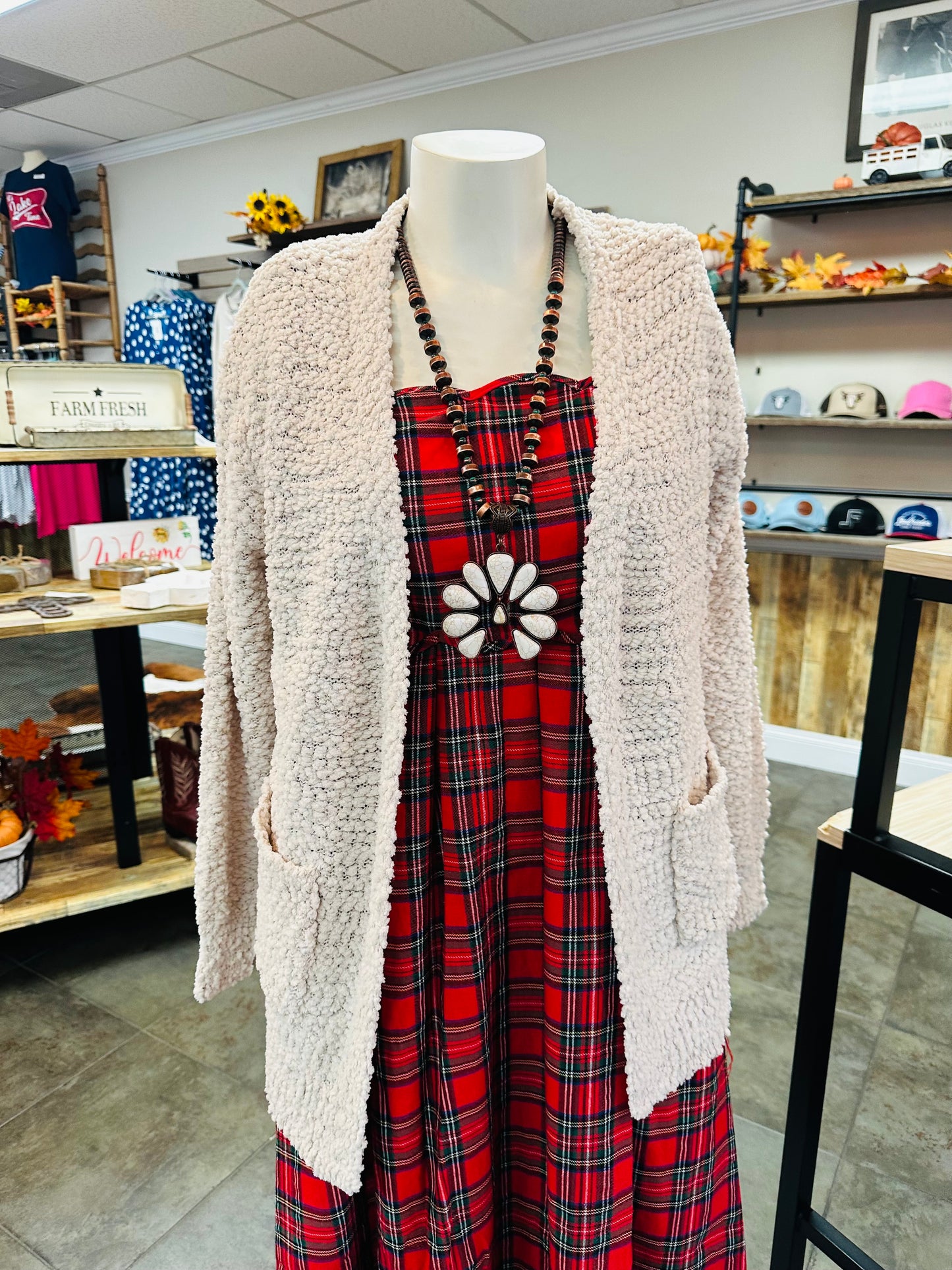 Sand Beige Popcorn Cardigan