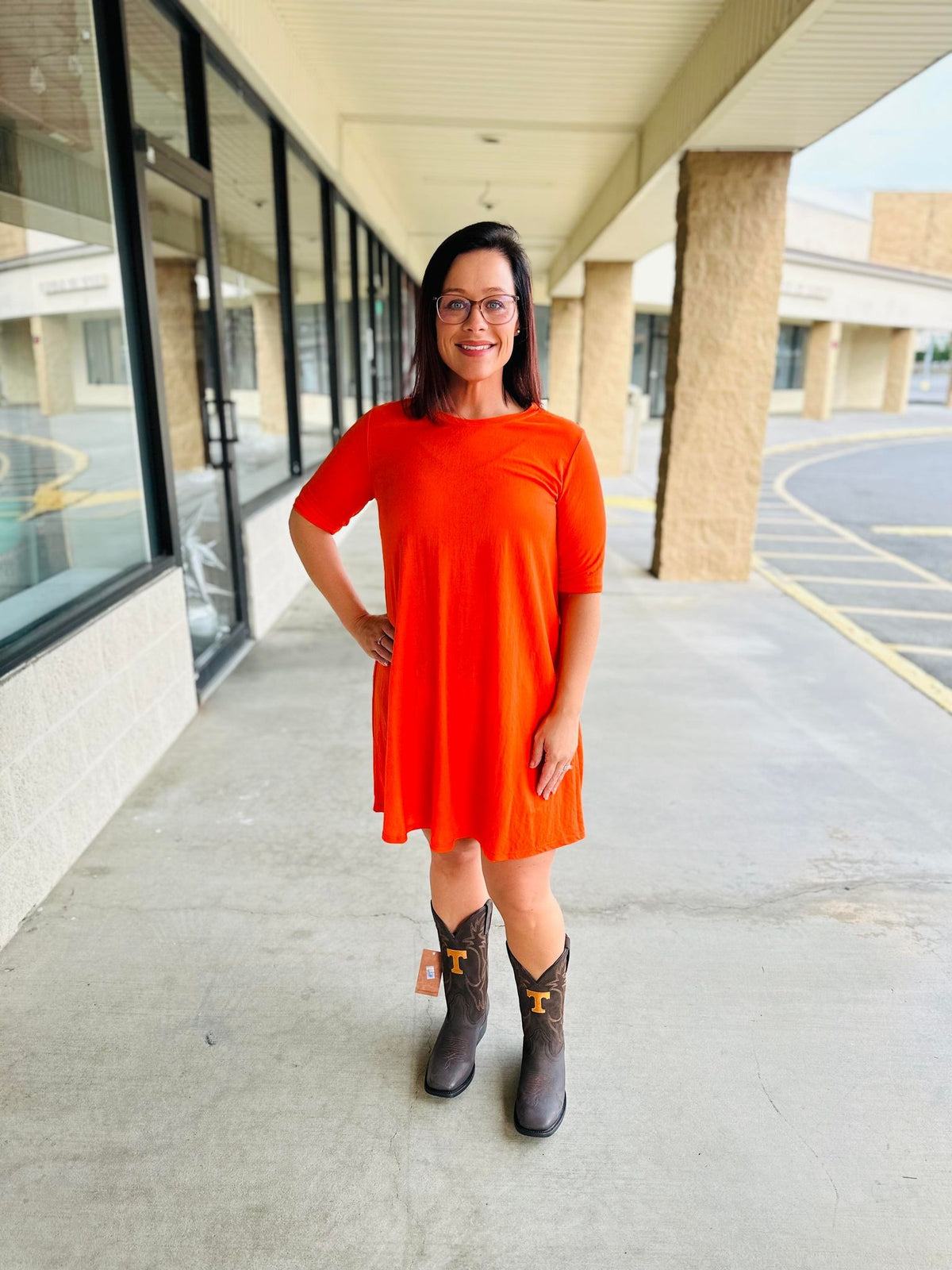 Orange 3/4 Game Day Dress Small