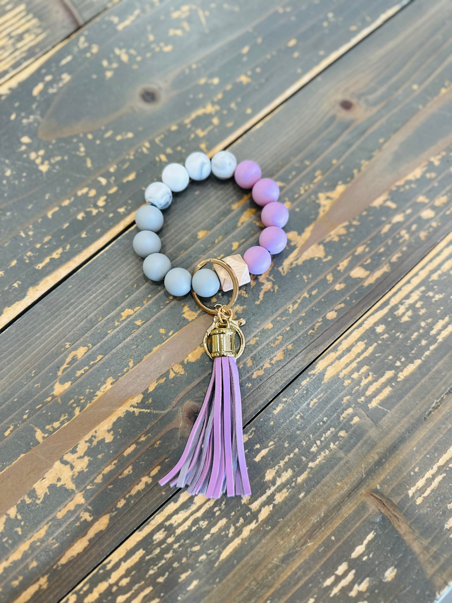 Beaded Stretch Bangle w/ Tassel