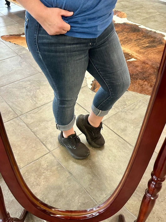 JB Dark Wash Cuffed Capri