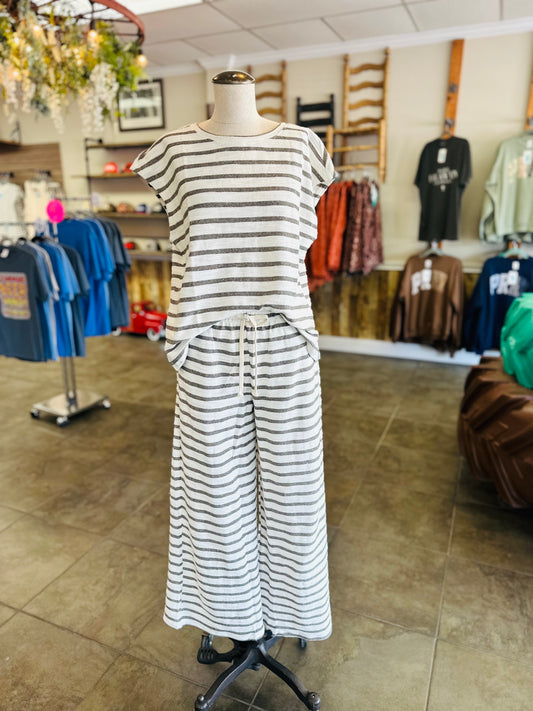 Lt. Grey Stripped 2 Piece Set