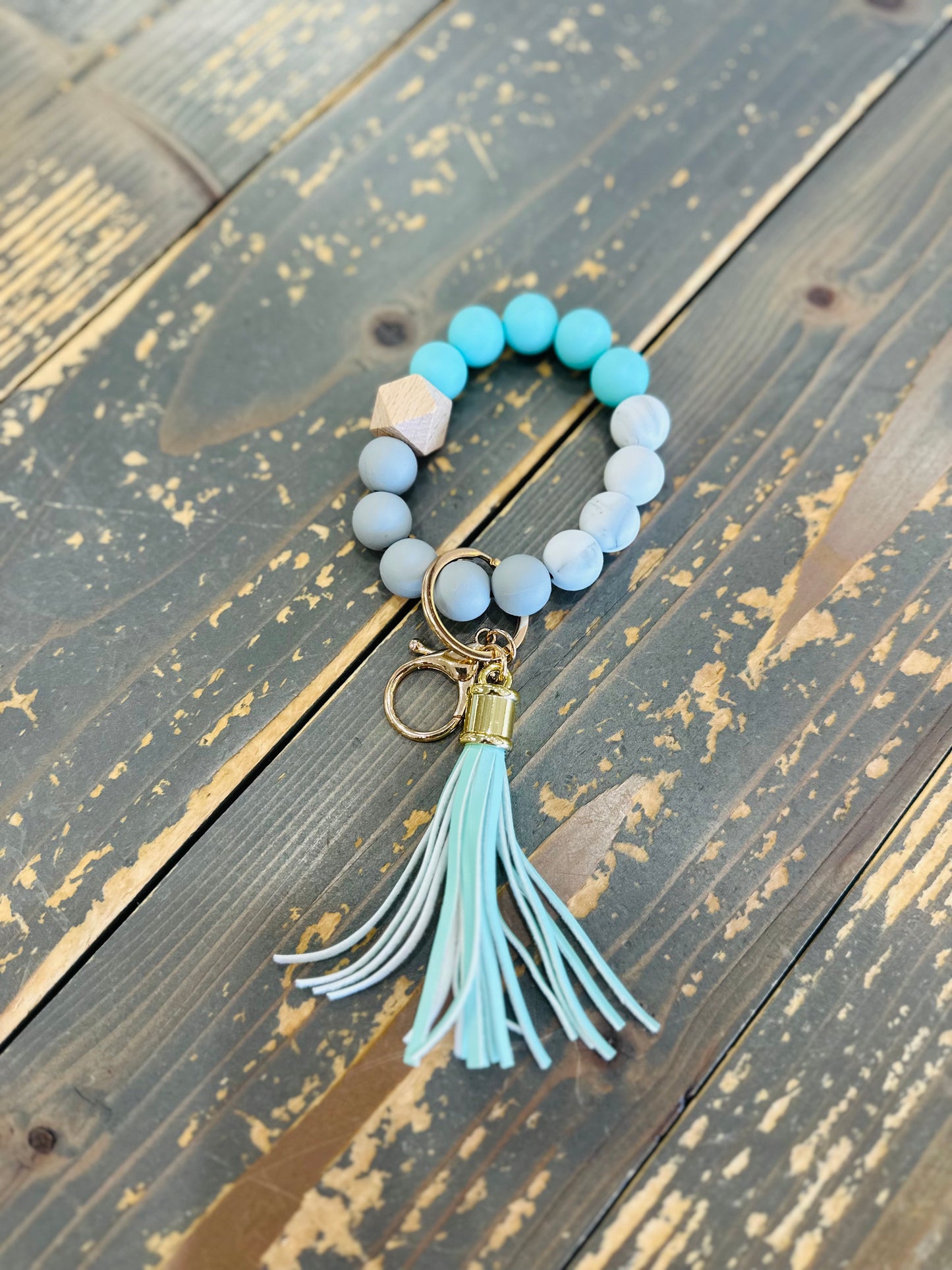 Beaded Stretch Bangle w/ Tassel