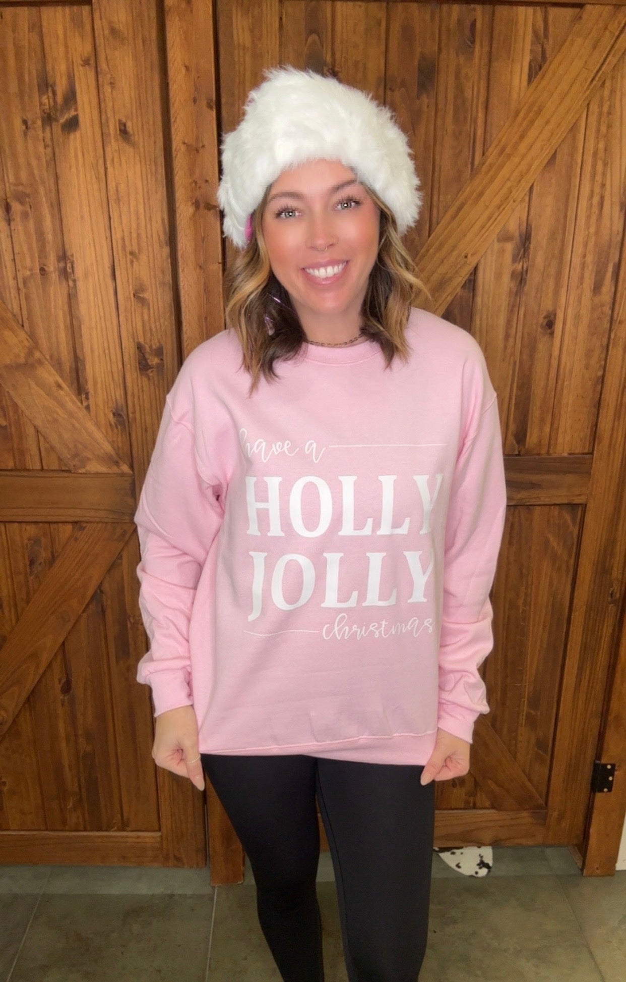 Pink Holly Jolly Crewneck