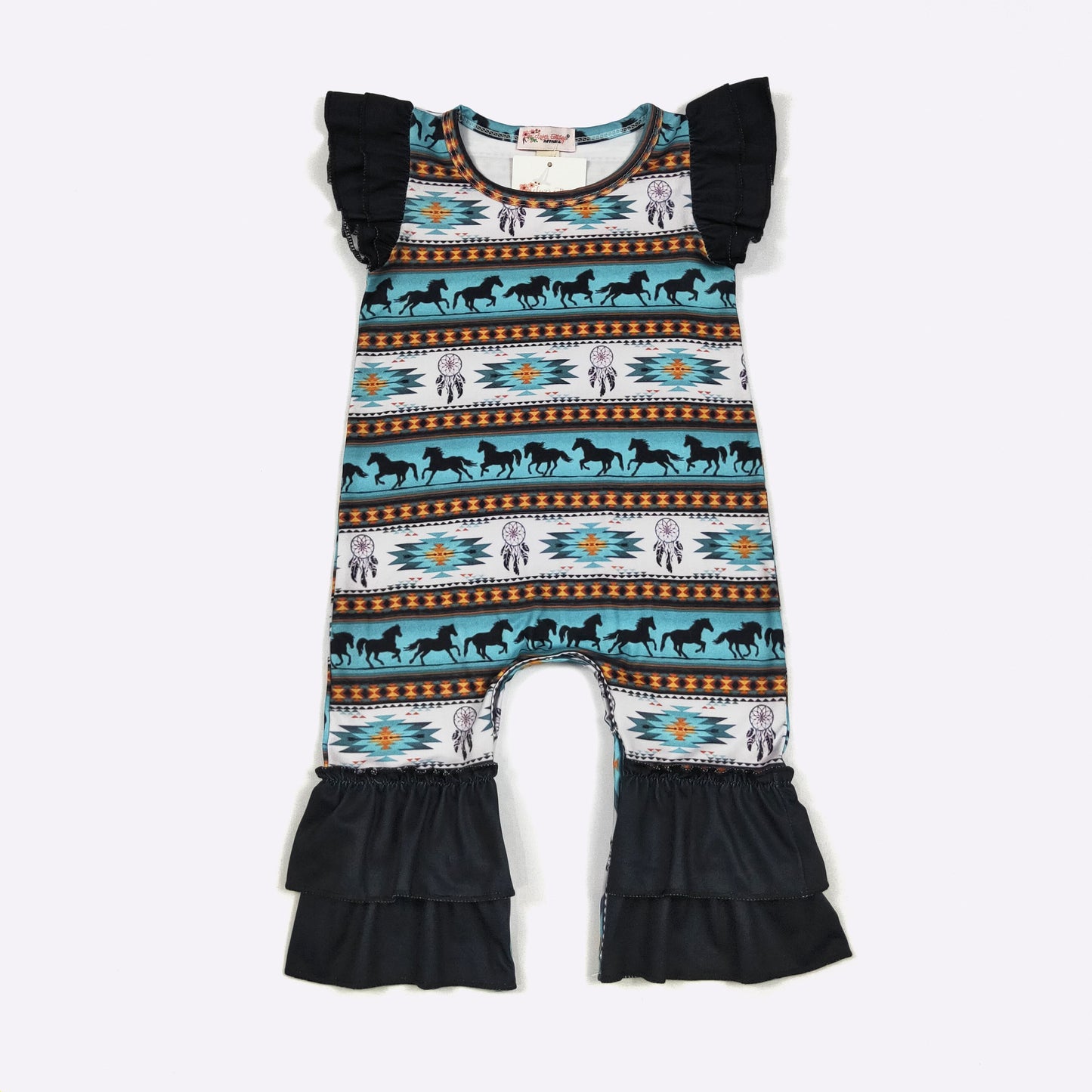 Turq Aztec Girls Romper