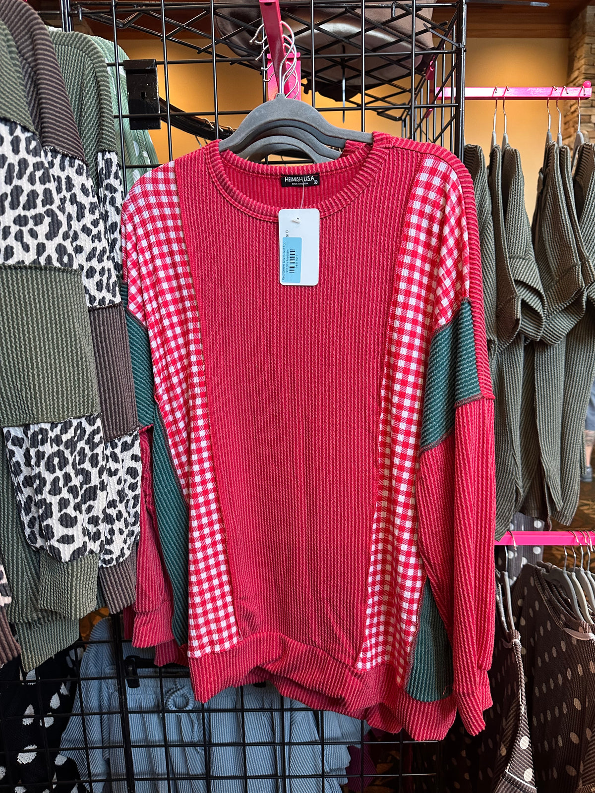 Red/Green Oversized Top