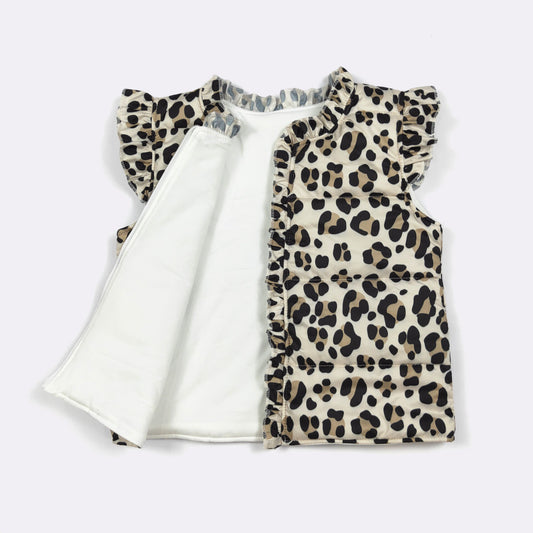 Girls Leopard Puff Vest