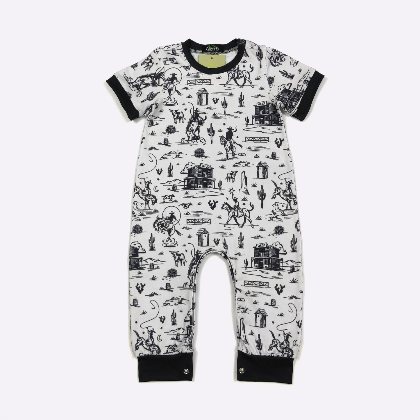 Black & White Western Boy Romper 12/24M